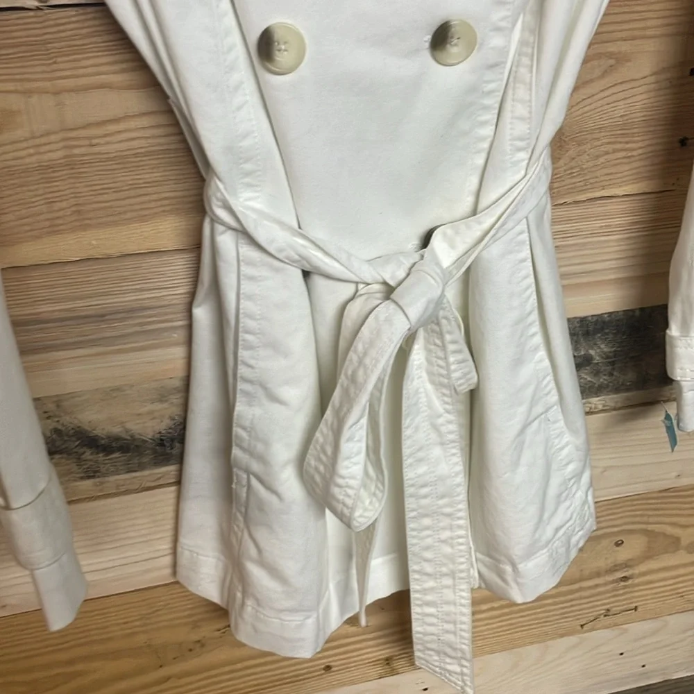 Sonoma size XL White Soft Denim Double-Breasted Trench Coat with Pockets - Picture 5 of 11